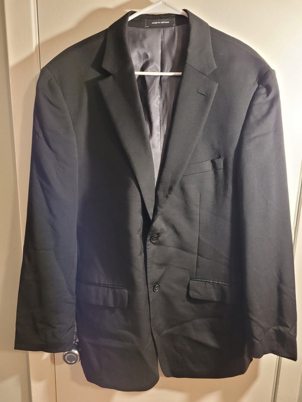Kenneth Cole Awearness Mens 42L Black Wool Stretch Blazer Suit Jacket Careerwear